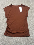 A New Day brown cap sleeve side ruched T-shirt view 1
