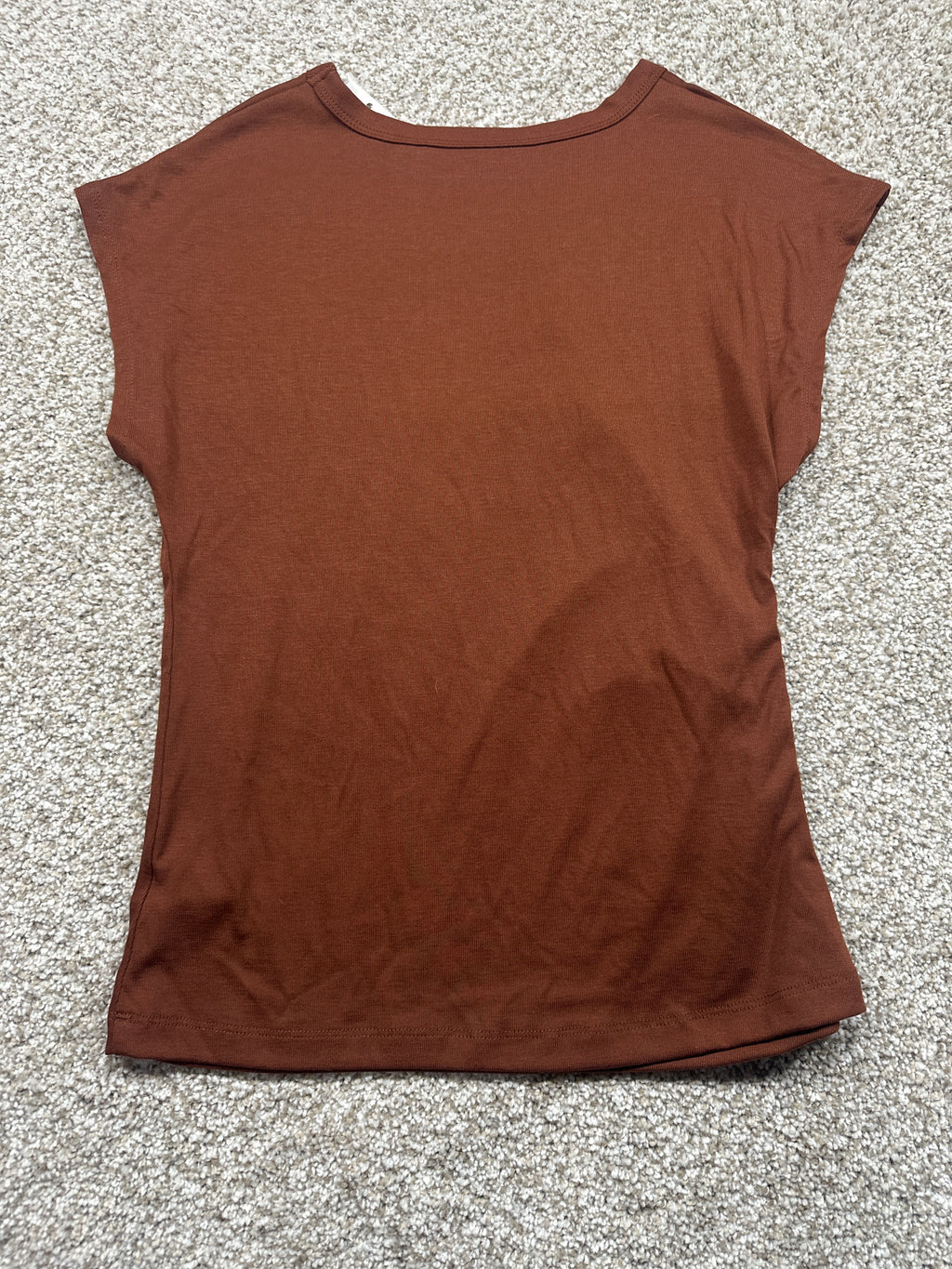 A New Day brown cap sleeve side ruched T-shirt view 3