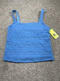 All in Motion women's sky blue eyelet cropped support tank top, photo 1