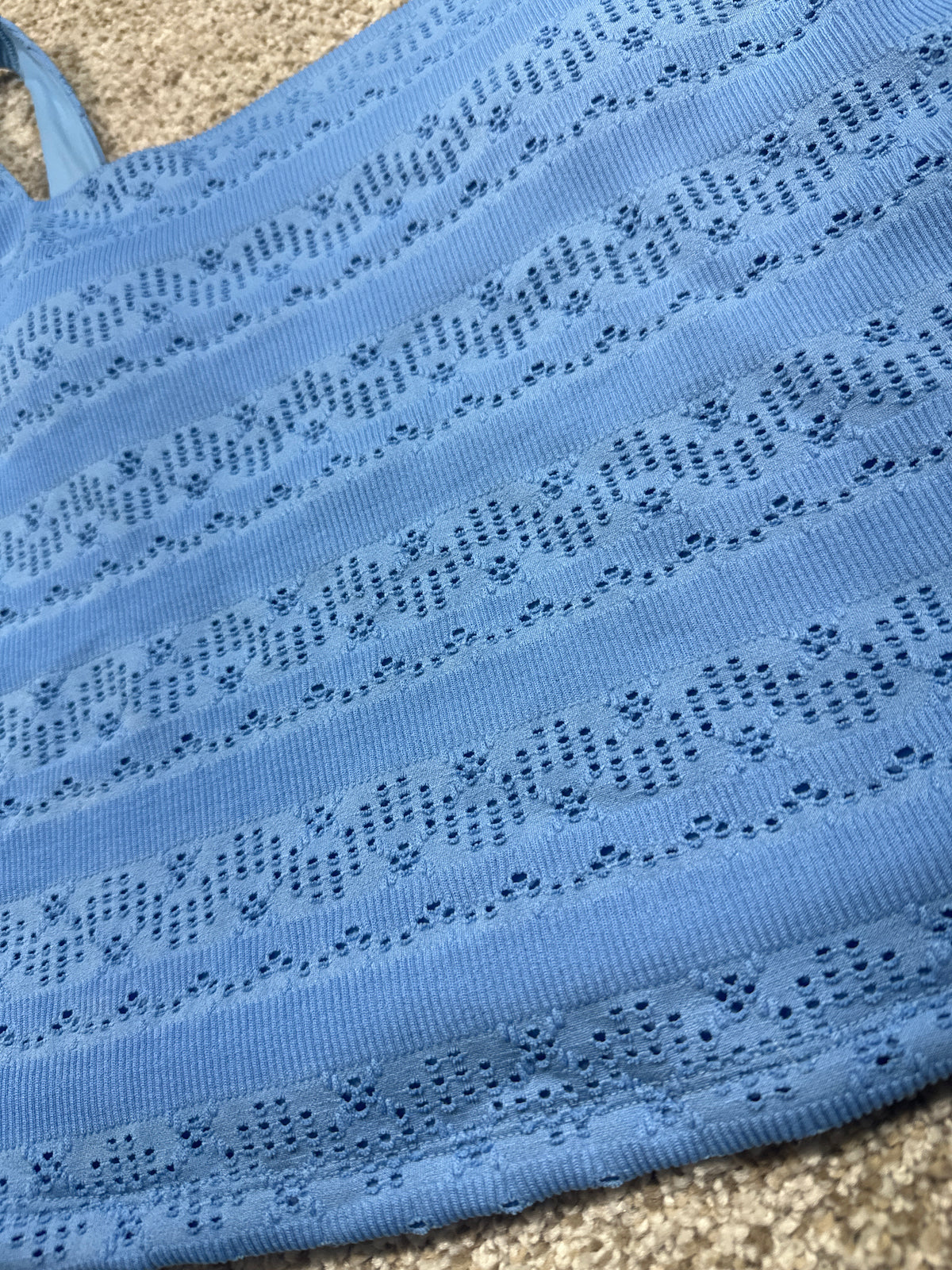 All in Motion women's sky blue eyelet cropped support tank top, photo 2