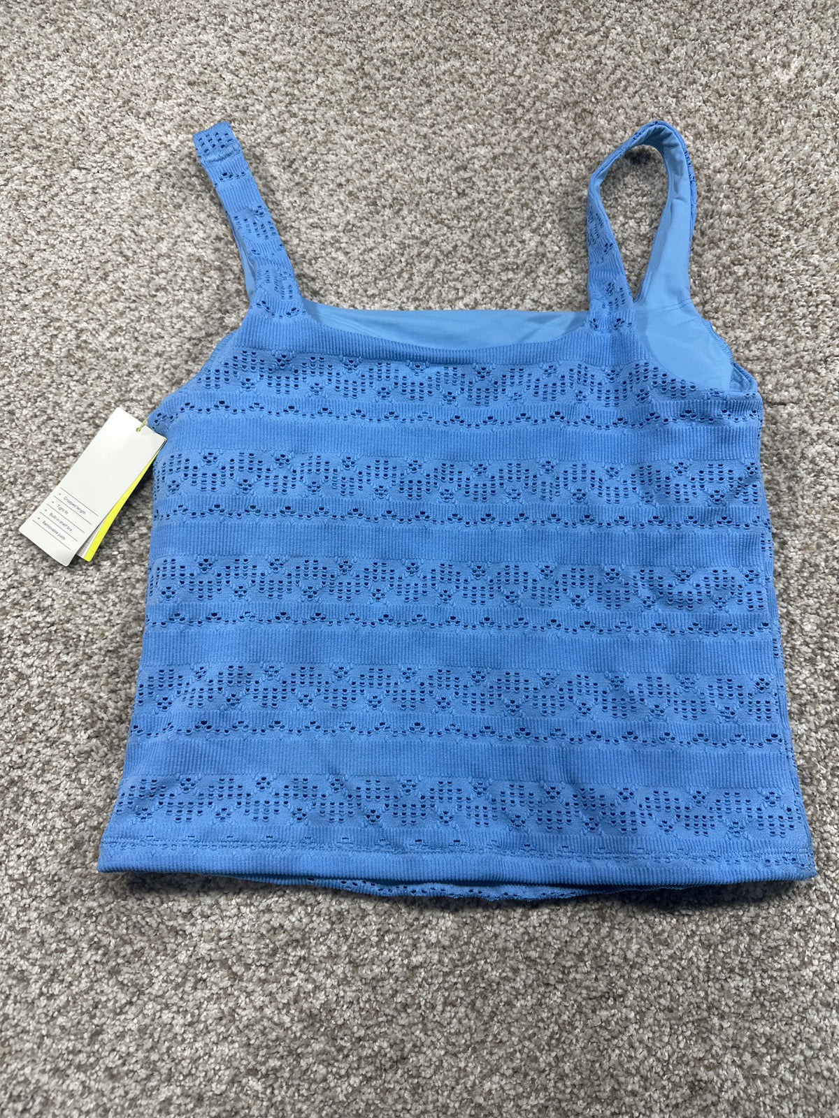 All in Motion women's sky blue eyelet cropped support tank top, photo 3