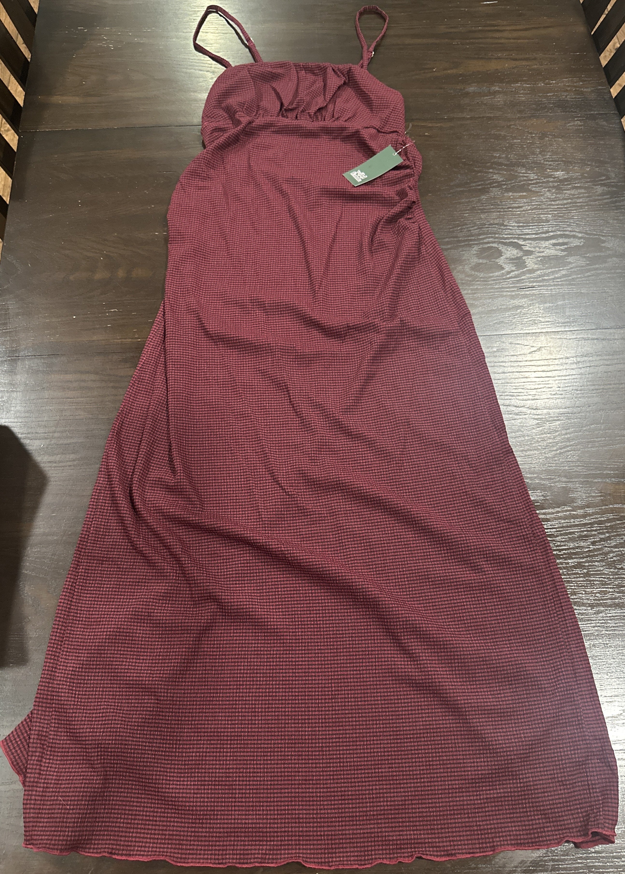 Wild Fable Burgundy Textured Maxi Dress with Side Slit