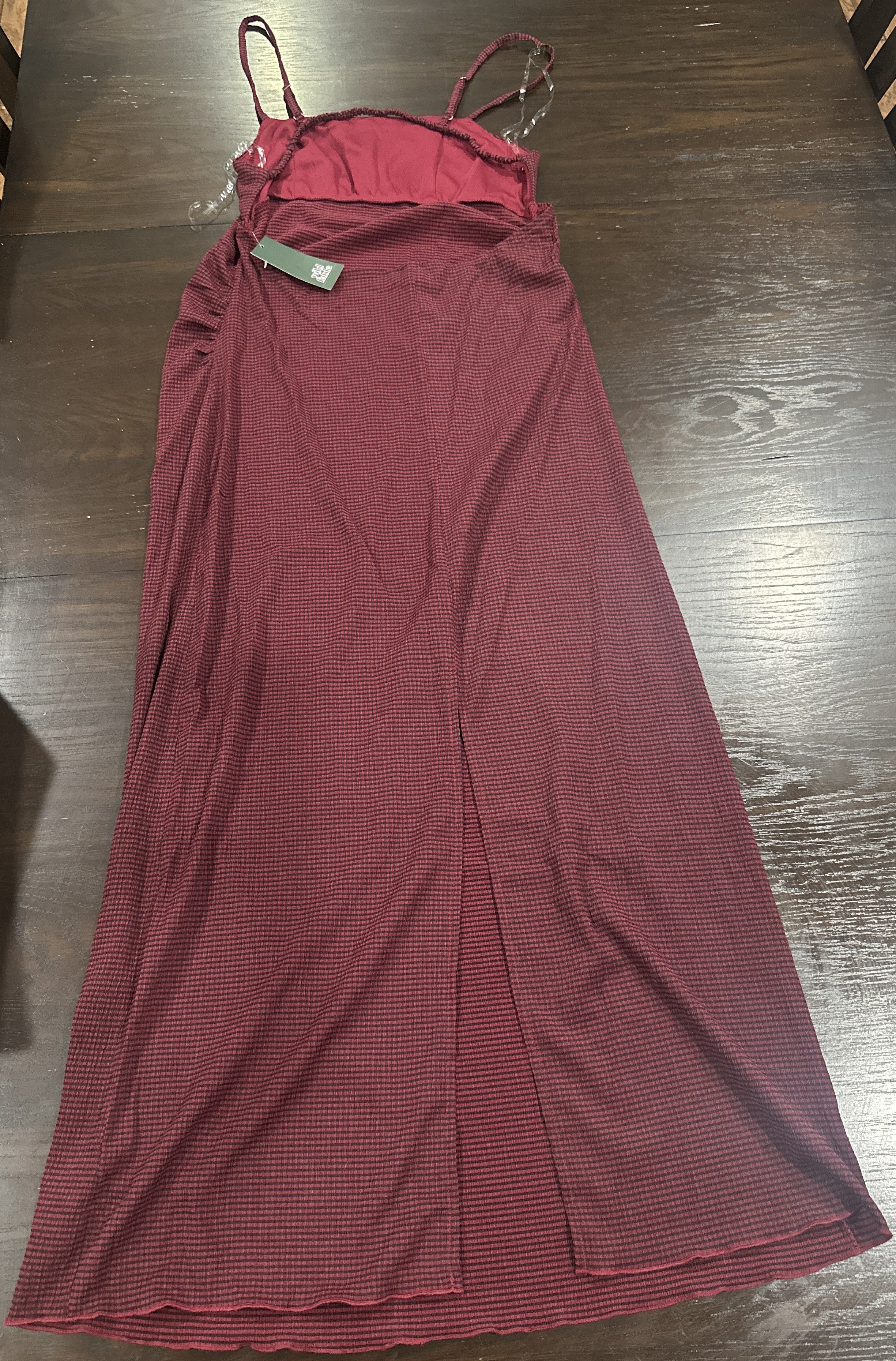 Wild Fable Burgundy Textured Maxi Dress with Side Slit