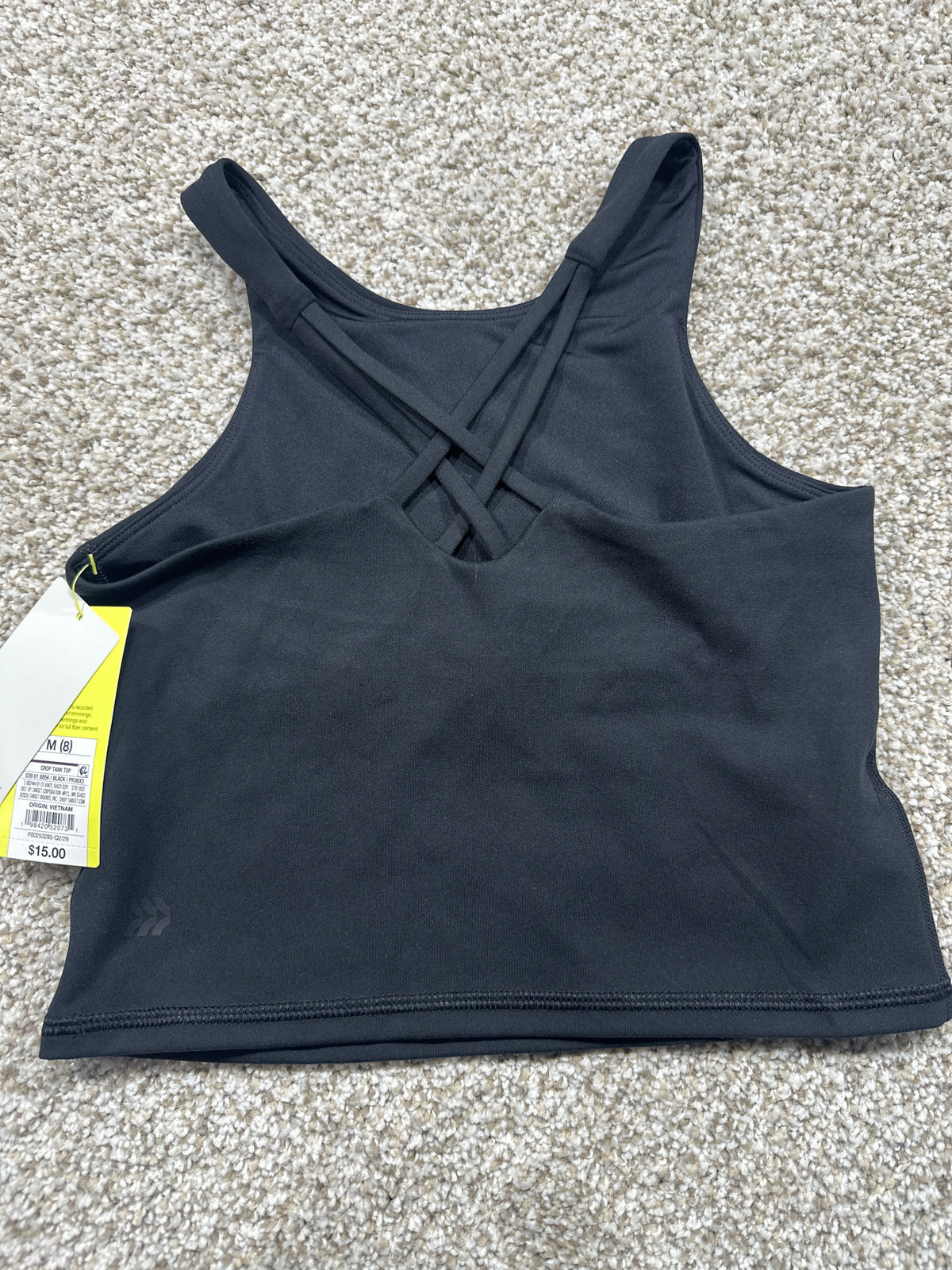 All in Motion women's black crisscross-back crop tank top, photo 3