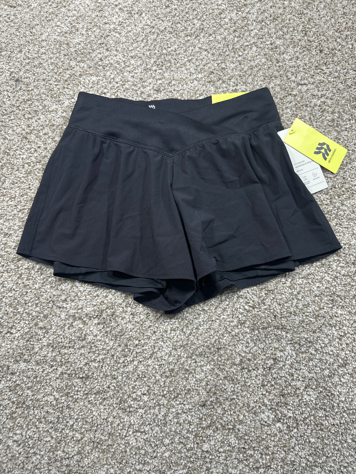 All in Motion women's black crossover waistband shorts, photo 1