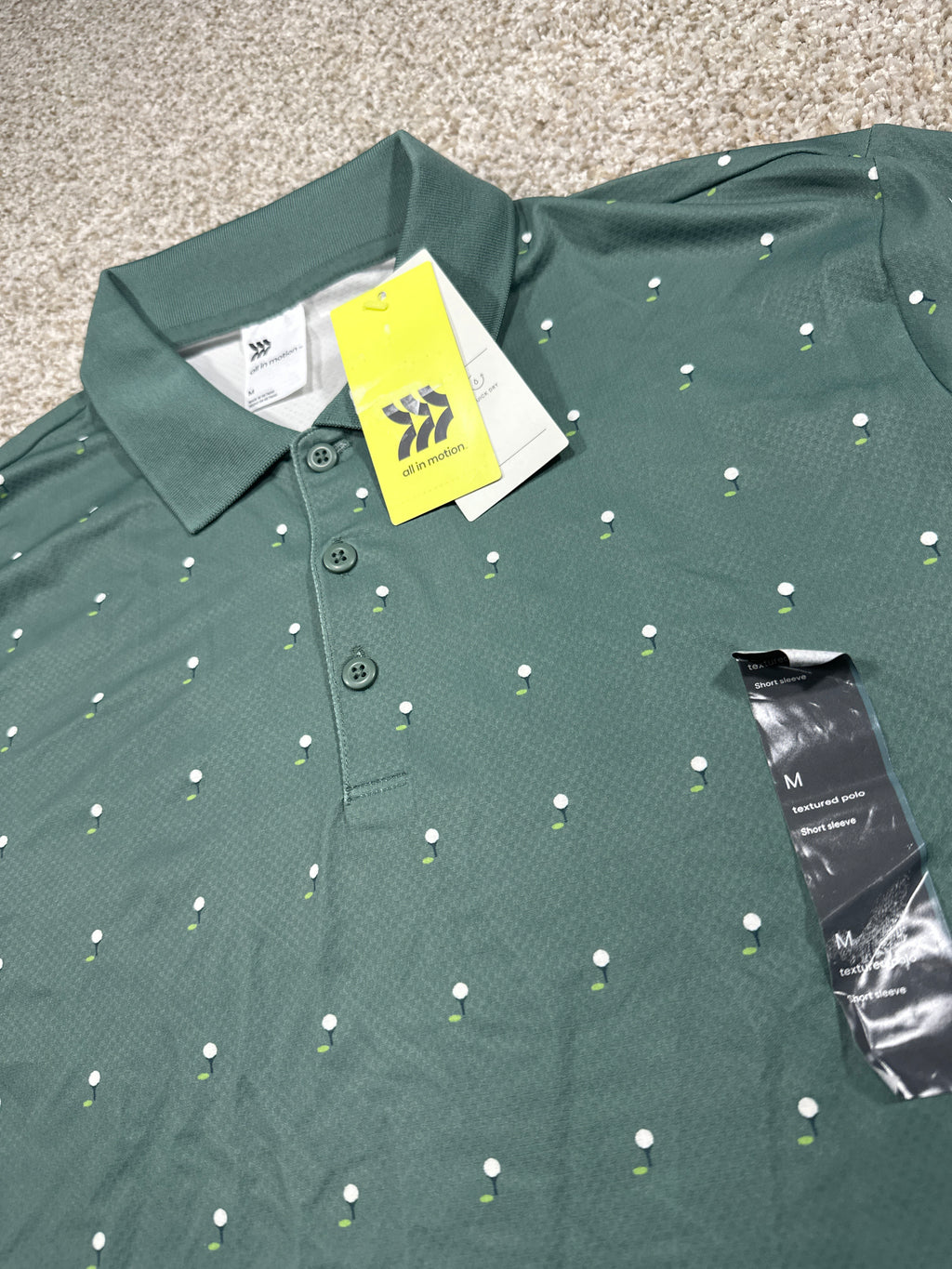All in Motion men's pine green textured polo, photo 2