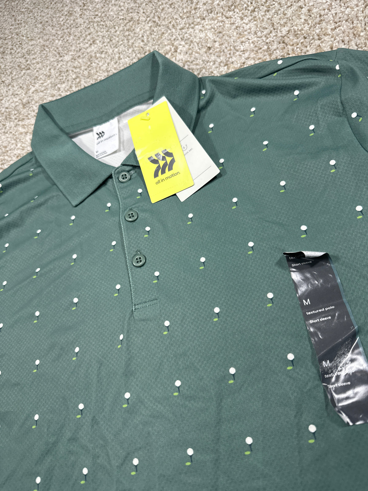 All in Motion men's pine green textured polo, photo 2