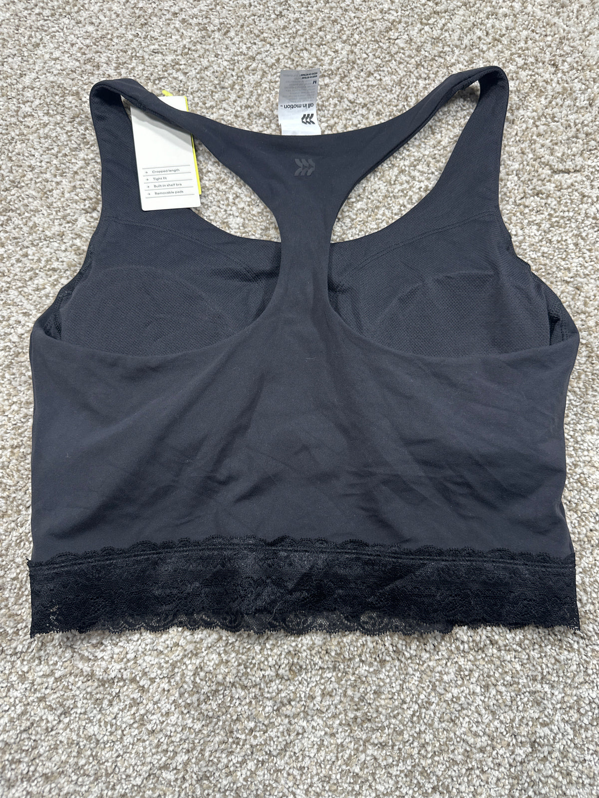 All in Motion Women's Black Everyday Soft Lace Hem Tank Top Size Medium