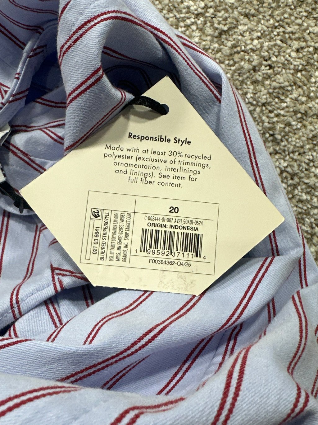 Ava & Viv Women's Plus Blue Red Striped Cap Sleeve Midi A-Line Dress Size 20