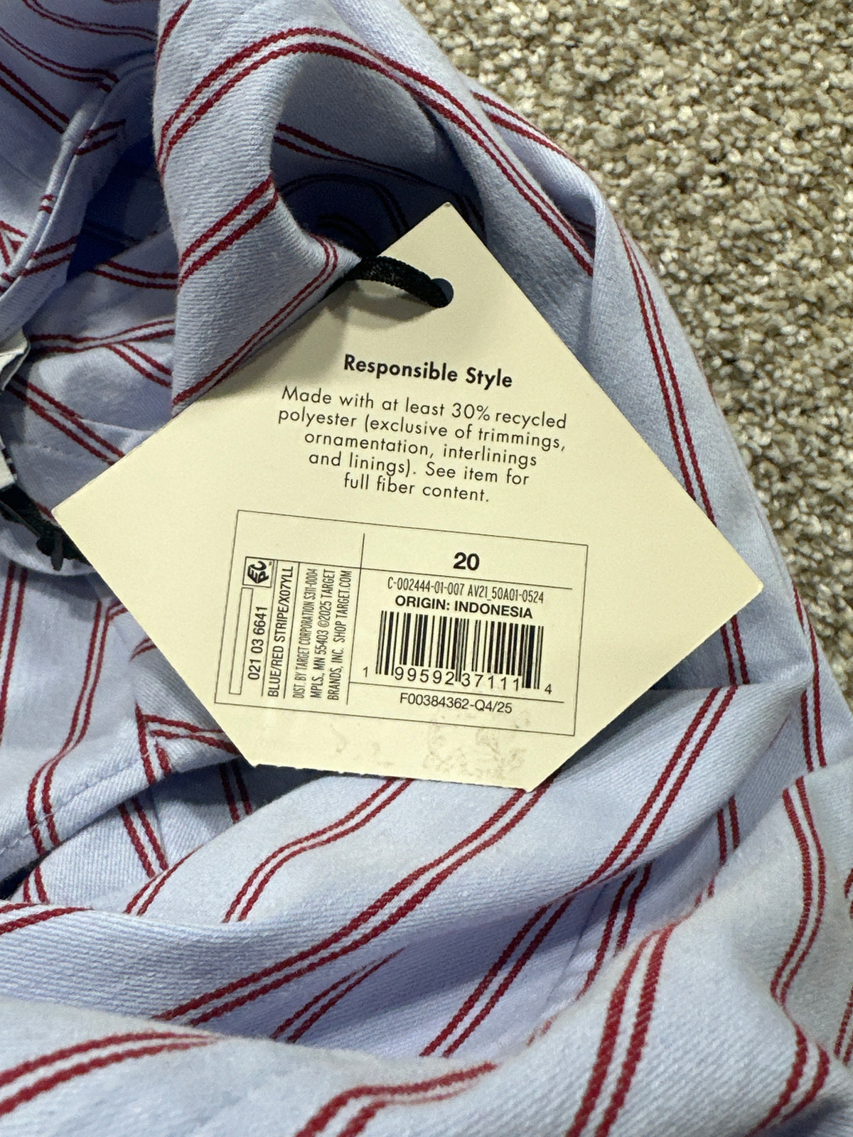 Ava & Viv Women's Plus Blue Red Striped Cap Sleeve Midi A-Line Dress Size 20