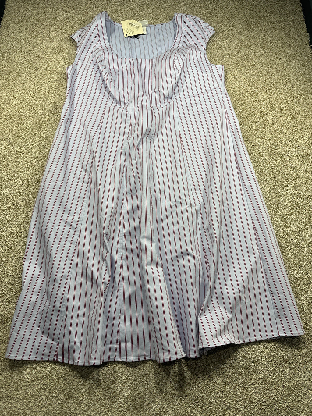 Ava & Viv Women's Plus Blue Red Striped Cap Sleeve Midi A-Line Dress Size 24
