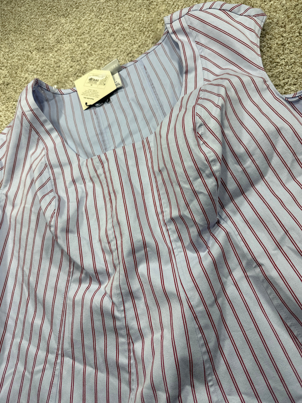 Ava & Viv Women's Plus Blue Red Striped Cap Sleeve Midi A-Line Dress Size 24