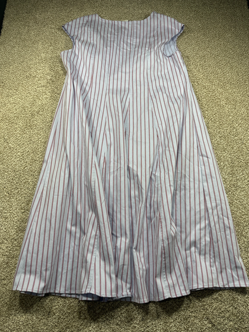 Ava & Viv Women's Plus Blue Red Striped Cap Sleeve Midi A-Line Dress Size 24