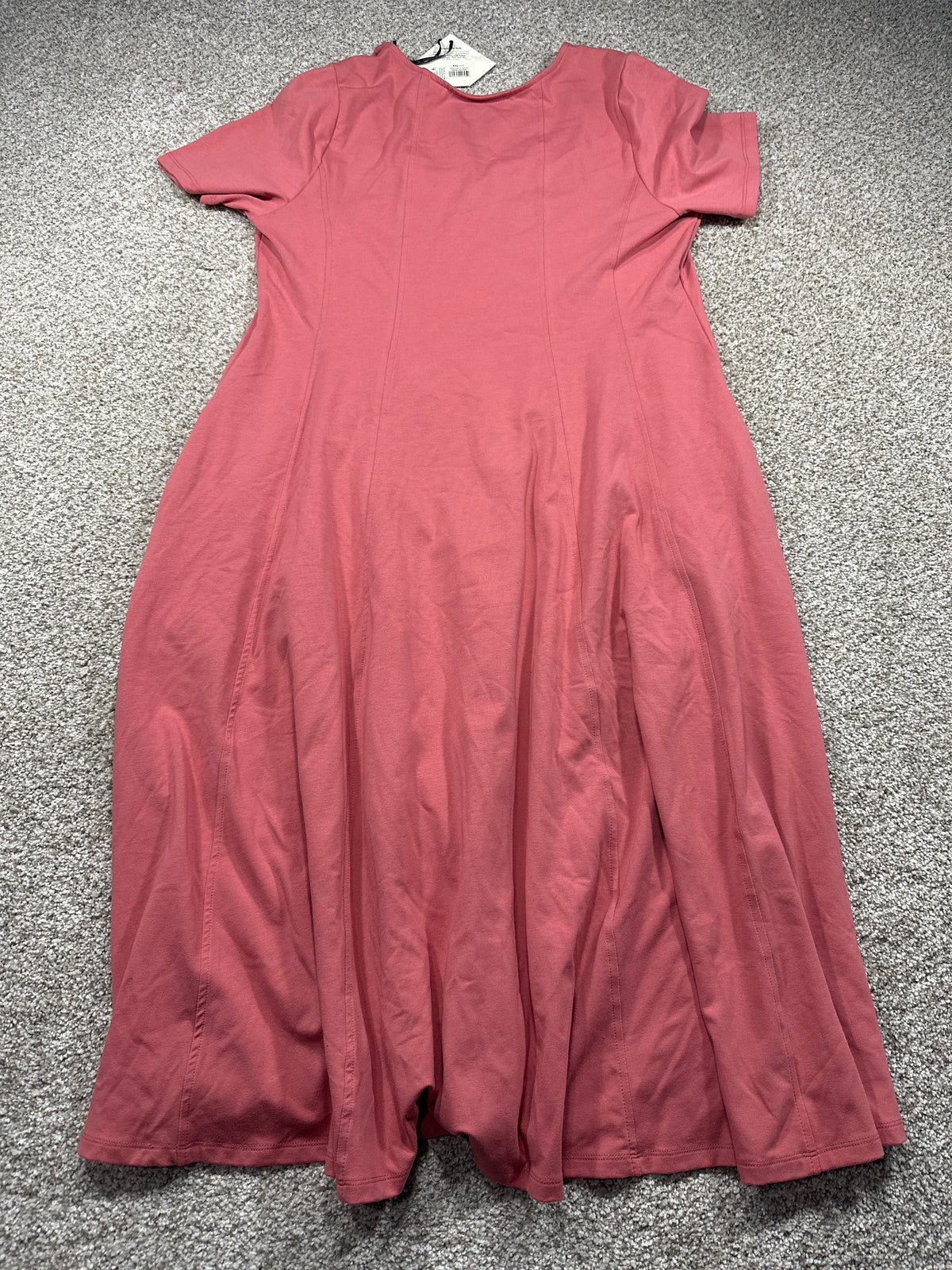 Ava & Viv Women's Plus Pink Short Sleeve Seamed Knit Midi T-Shirt Dress XXL