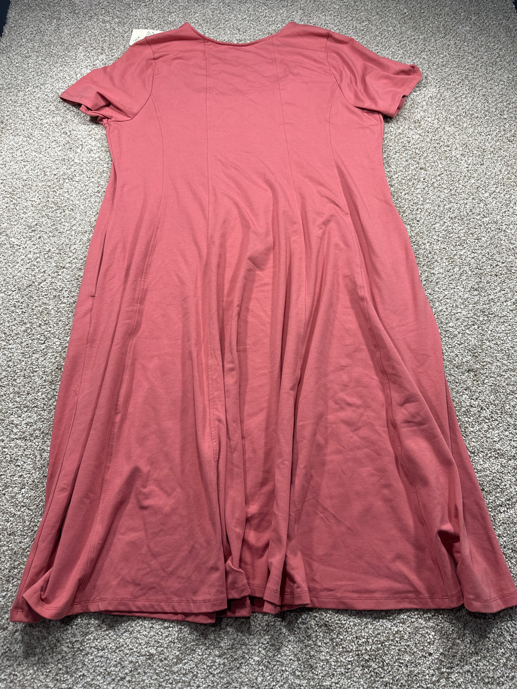 Ava & Viv Women's Plus Pink Short Sleeve Seamed Knit Midi T-Shirt Dress 2X