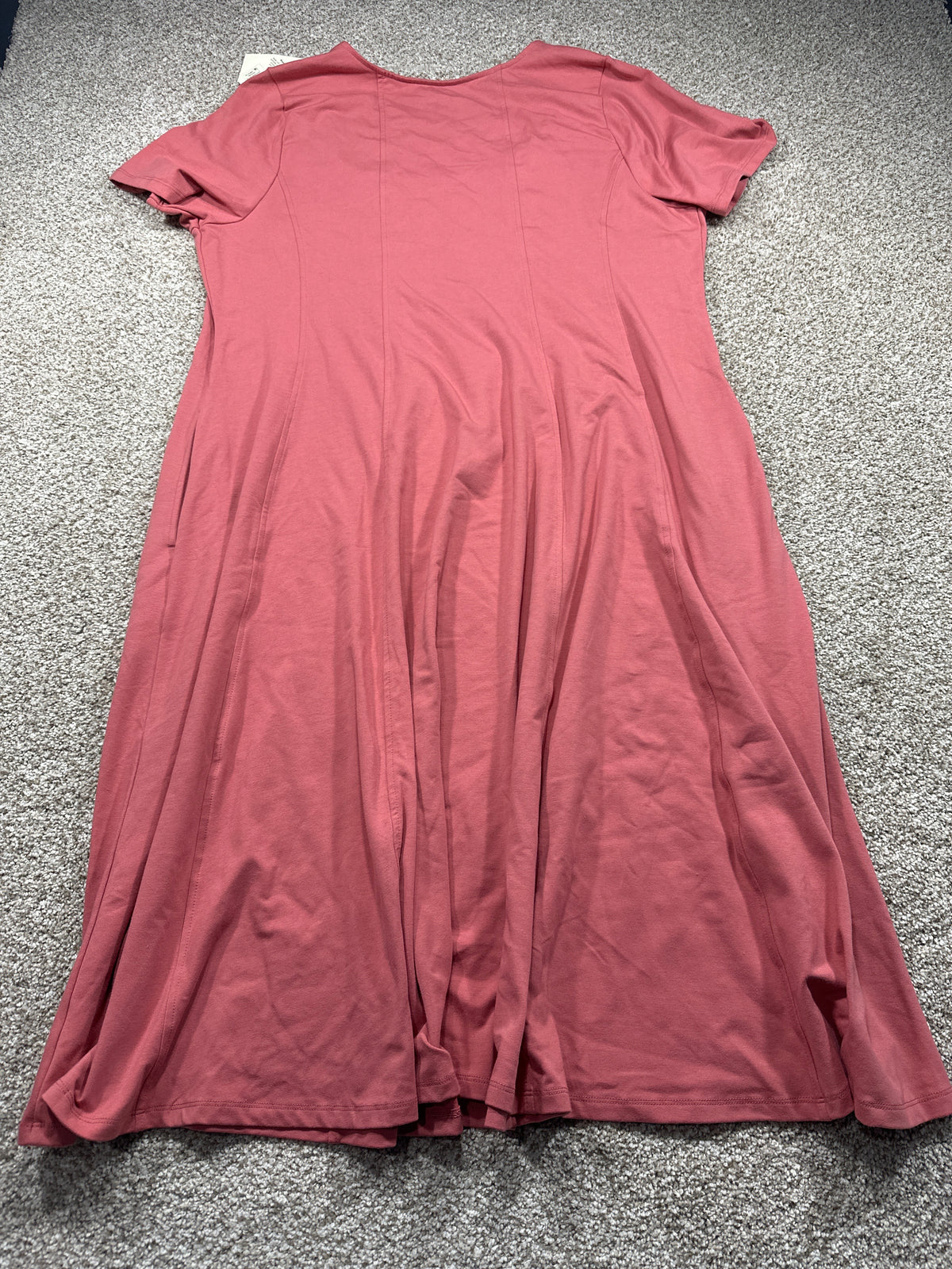 Ava & Viv Women's Plus Pink Short Sleeve Seamed Knit Midi T-Shirt Dress 2X