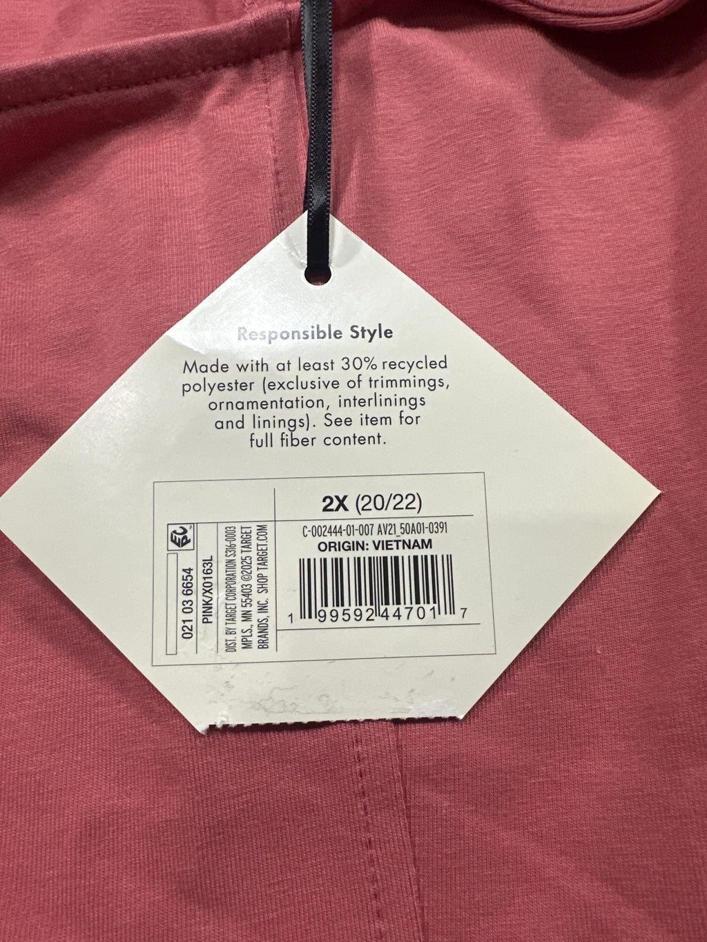 Ava & Viv Women's Plus Pink Short Sleeve Seamed Knit Midi T-Shirt Dress 2X