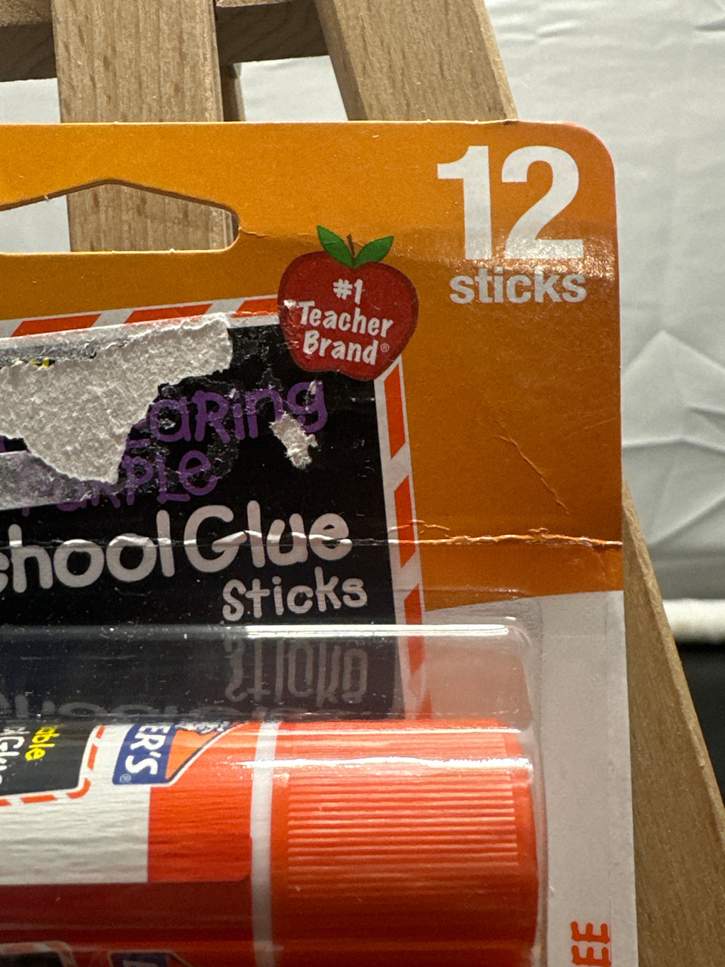Elmer's disappearing purple glue sticks packaging detail