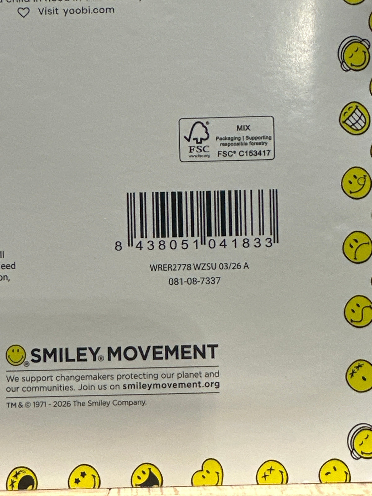 Yoobi SmileyWorld eraser buddies packaging detail