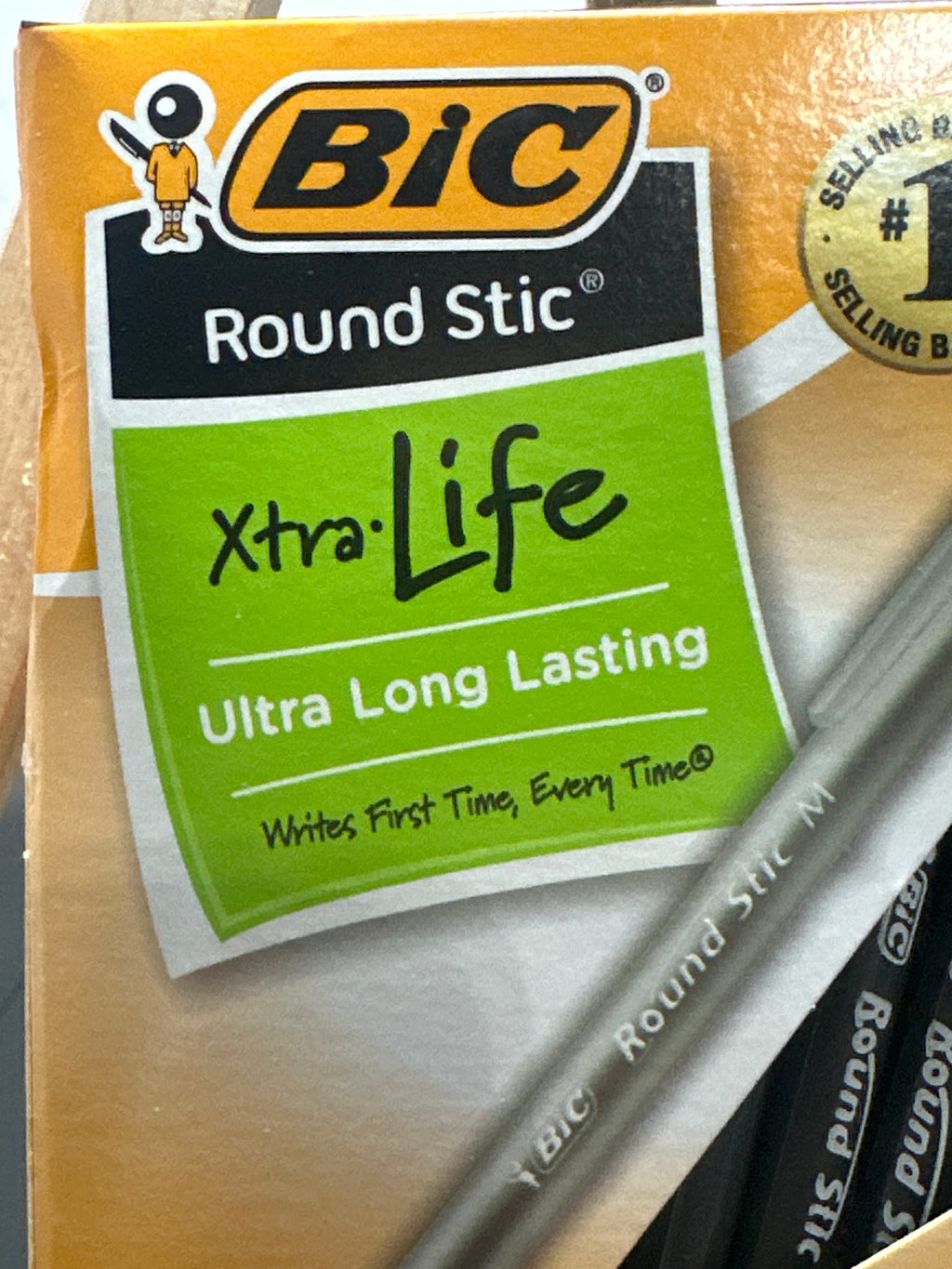 BIC Round Stic Xtra Life black ball pens package detail