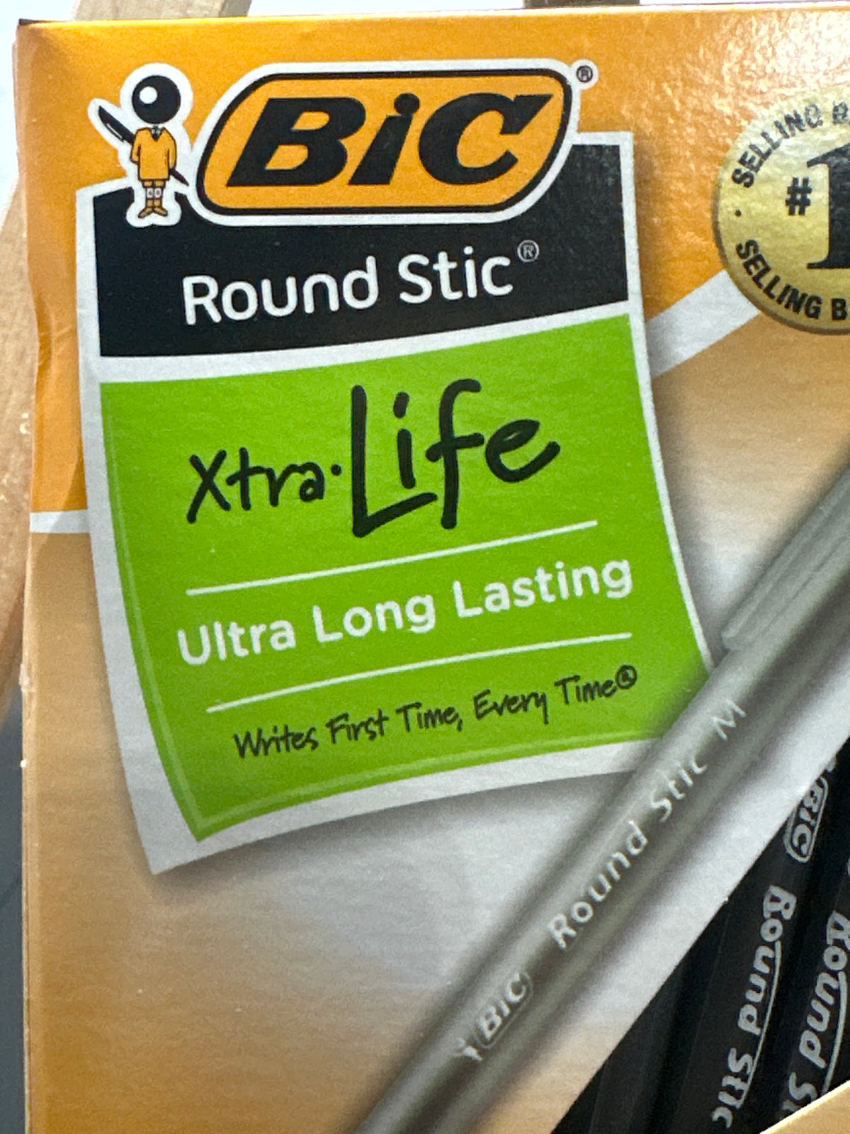 BIC Round Stic Xtra Life black ball pens package detail