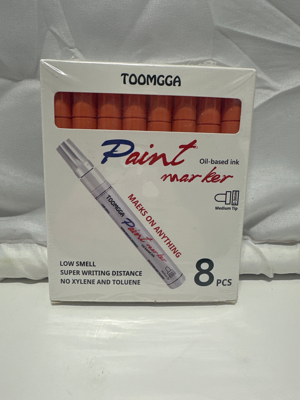 TOOMGGA Paint Markers Orange Oil Based Medium Tip 8 Pack