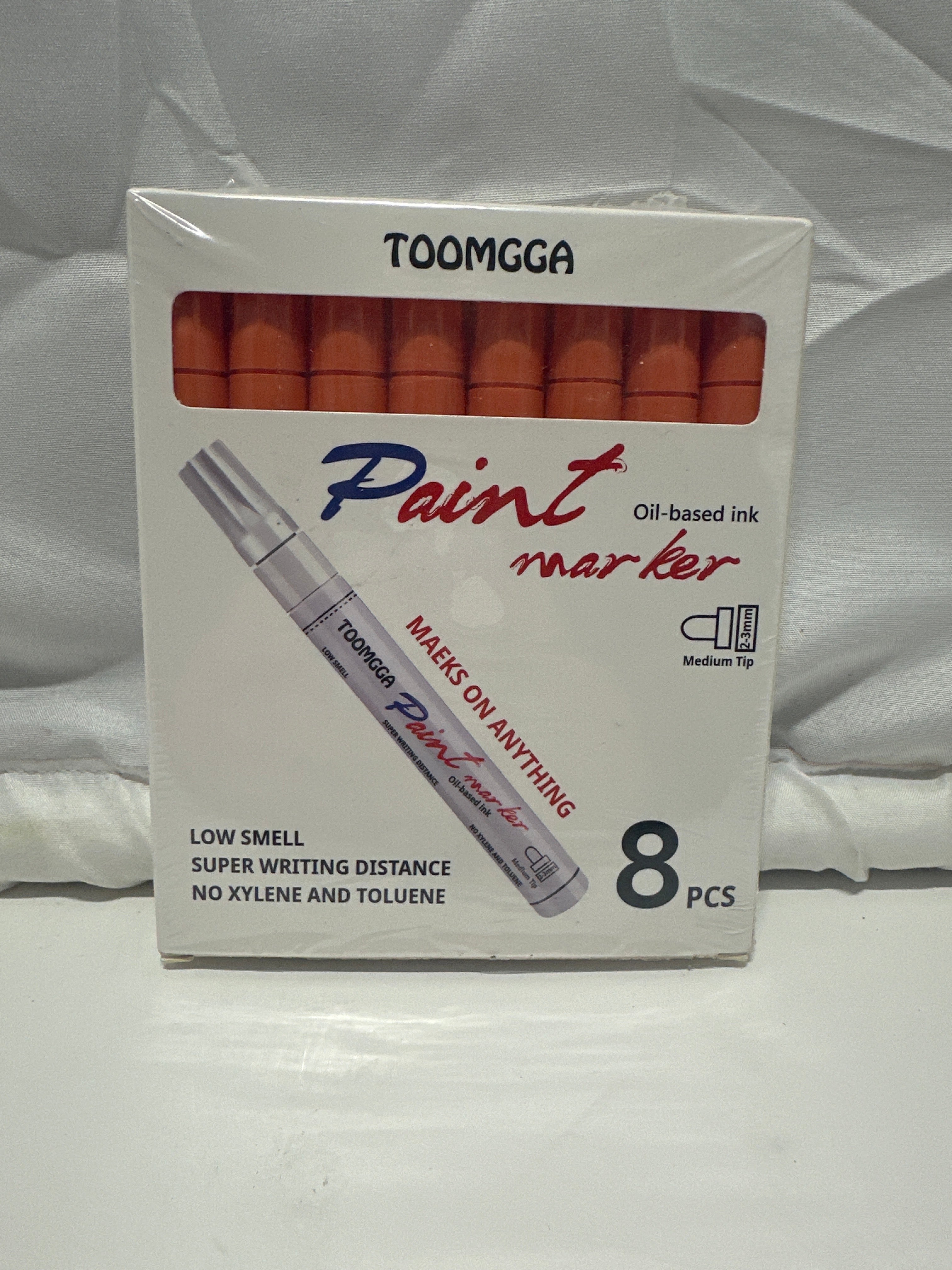 TOOMGGA Paint Markers Orange Oil Based Medium Tip 8 Pack