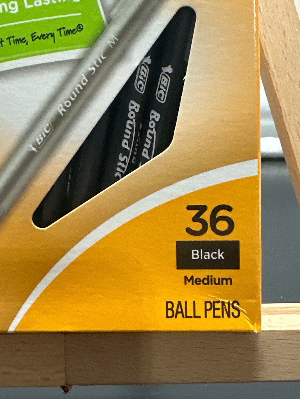 BIC Round Stic Xtra Life black ball pens package detail