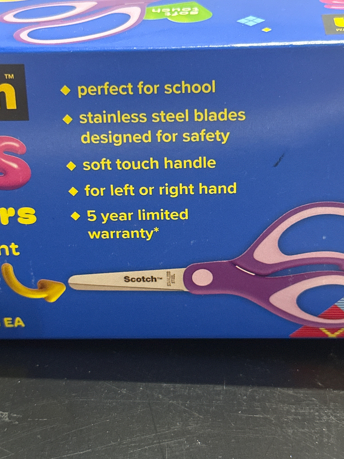 Scotch kids blunt tip scissors 12 pack package detail