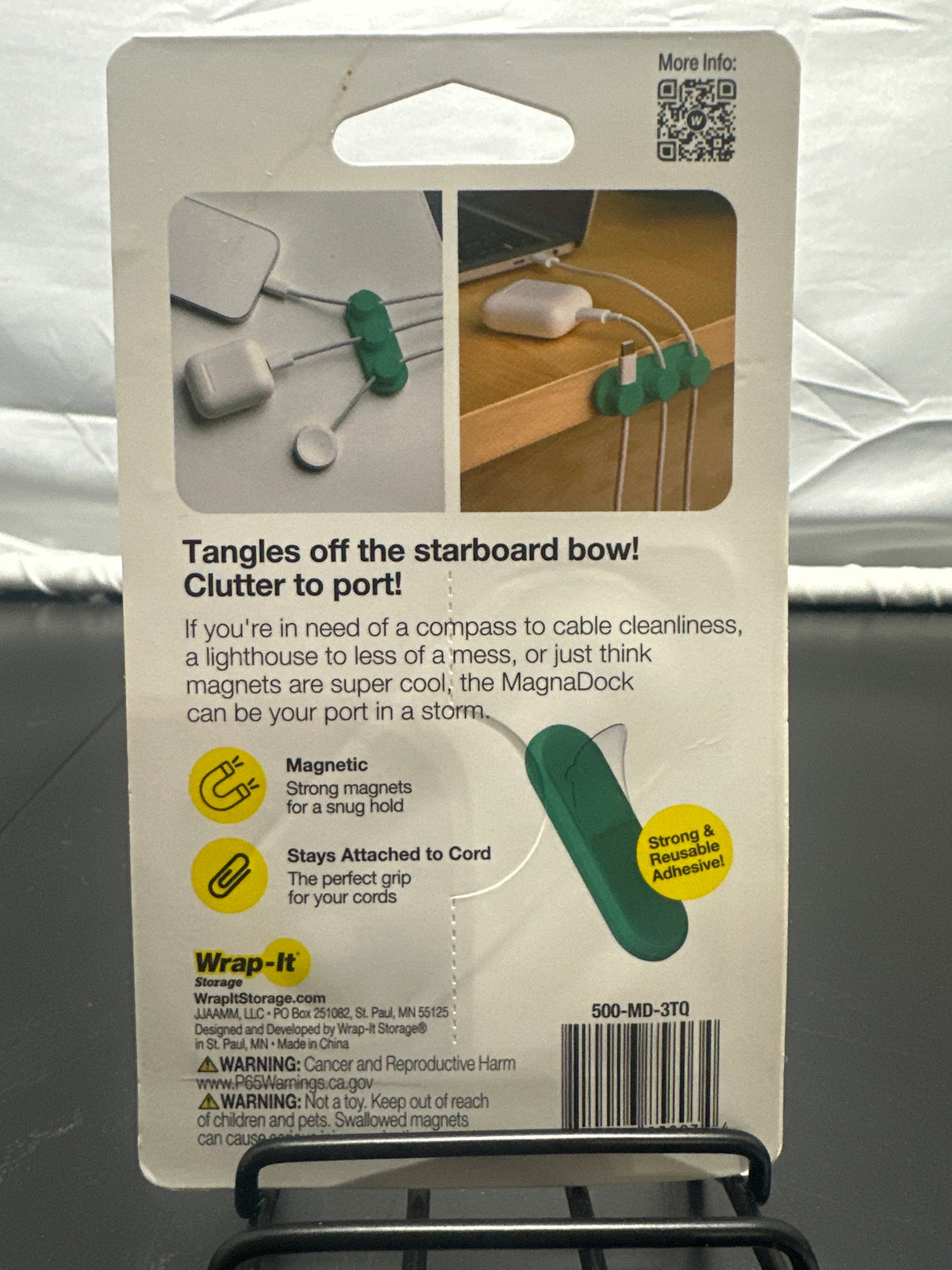 Wrap It Storage MagnaDock magnetic cord organizer detail