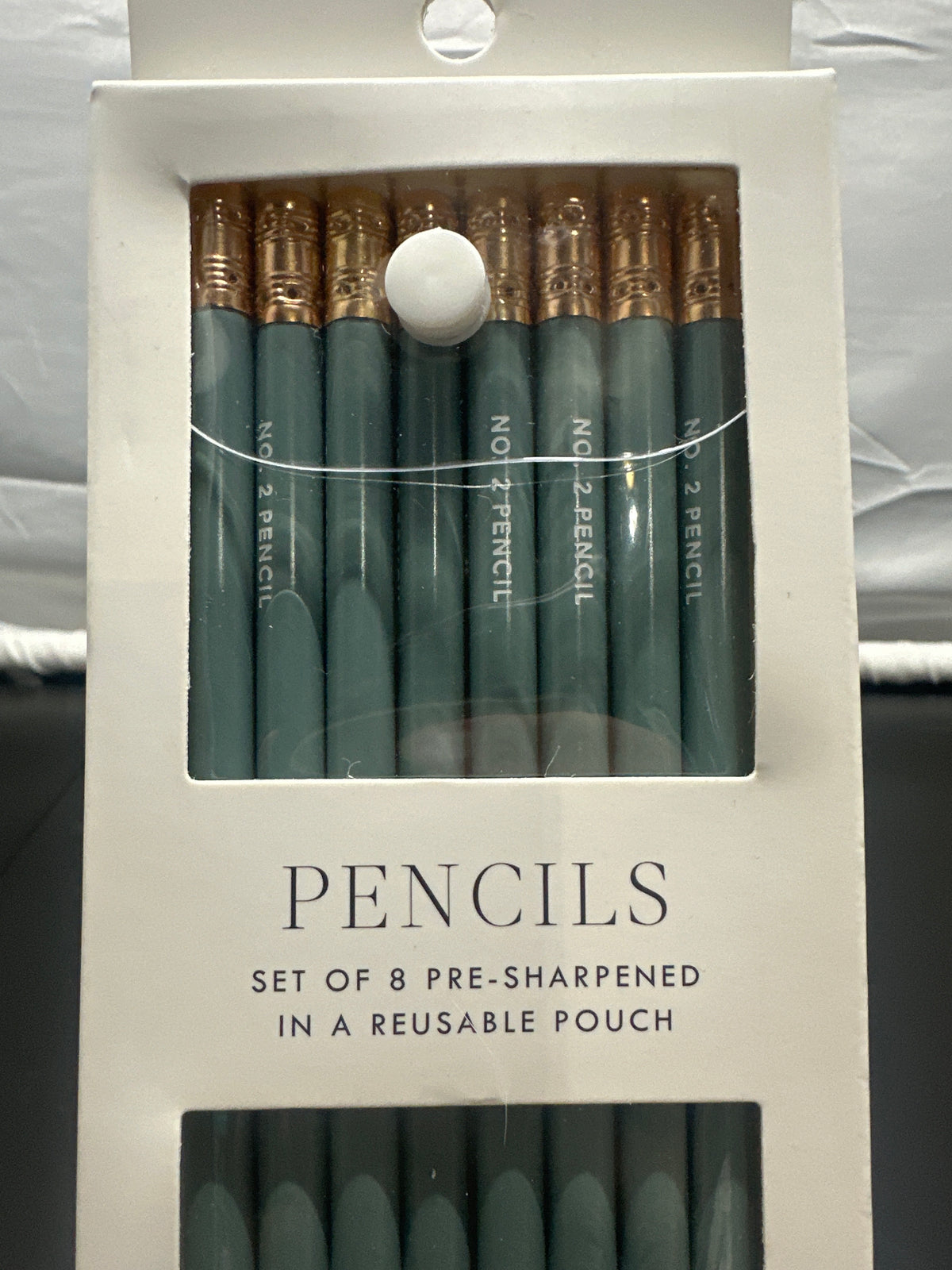 Sugar Paper Essentials deep green pencil set detail