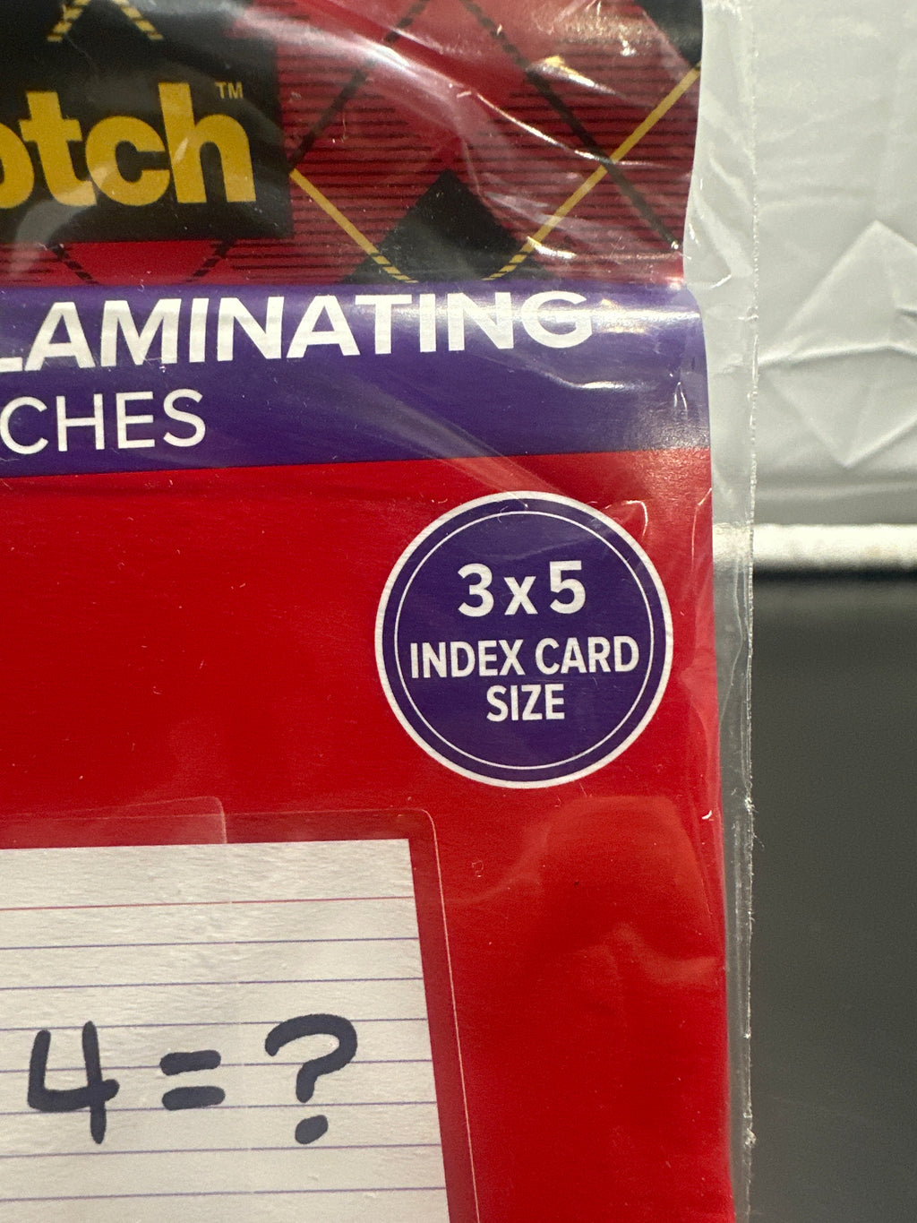 Scotch self-seal laminating pouches package detail