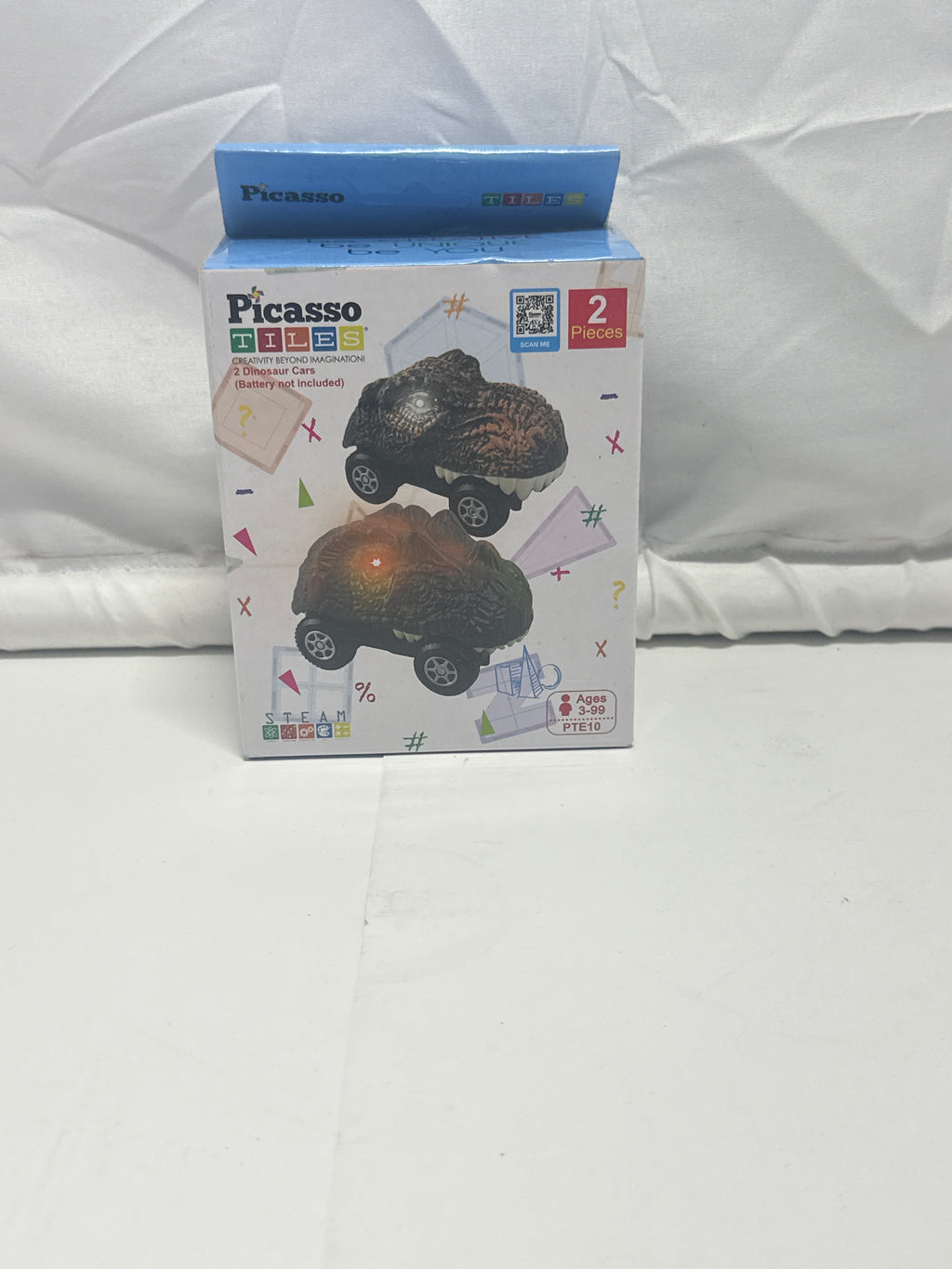 PicassoTiles 2-Pack Light-Up Dinosaur Cars – STEM Toy Set
