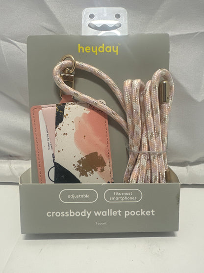 heyday™ Crossbody Wallet Pocket – Adjustable Phone Strap (Pink/Abstract)