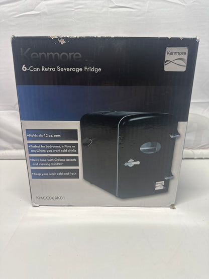 Kenmore 6-Can Retro Mini Fridge – Compact Beverage Cooler (Black)