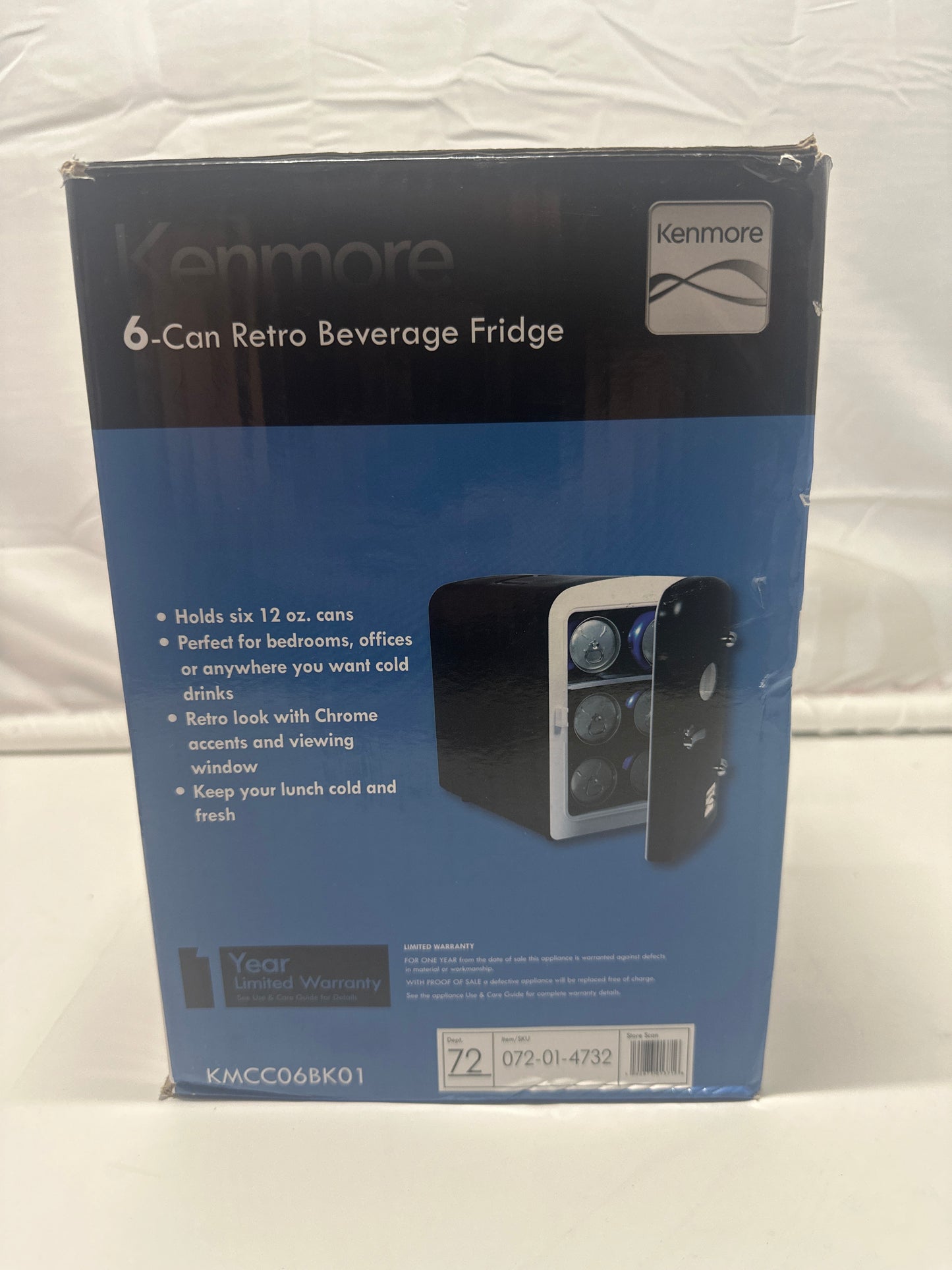 Kenmore 6-Can Retro Mini Fridge – Compact Beverage Cooler (Black)