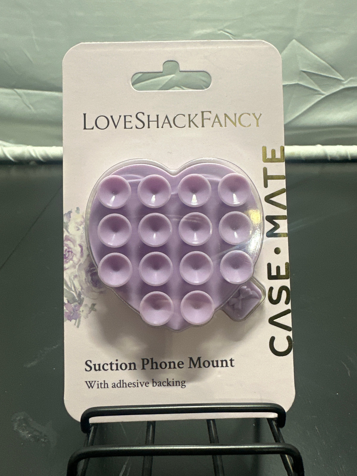 LoveShackFancy x Case-Mate lavender floral suction phone mount