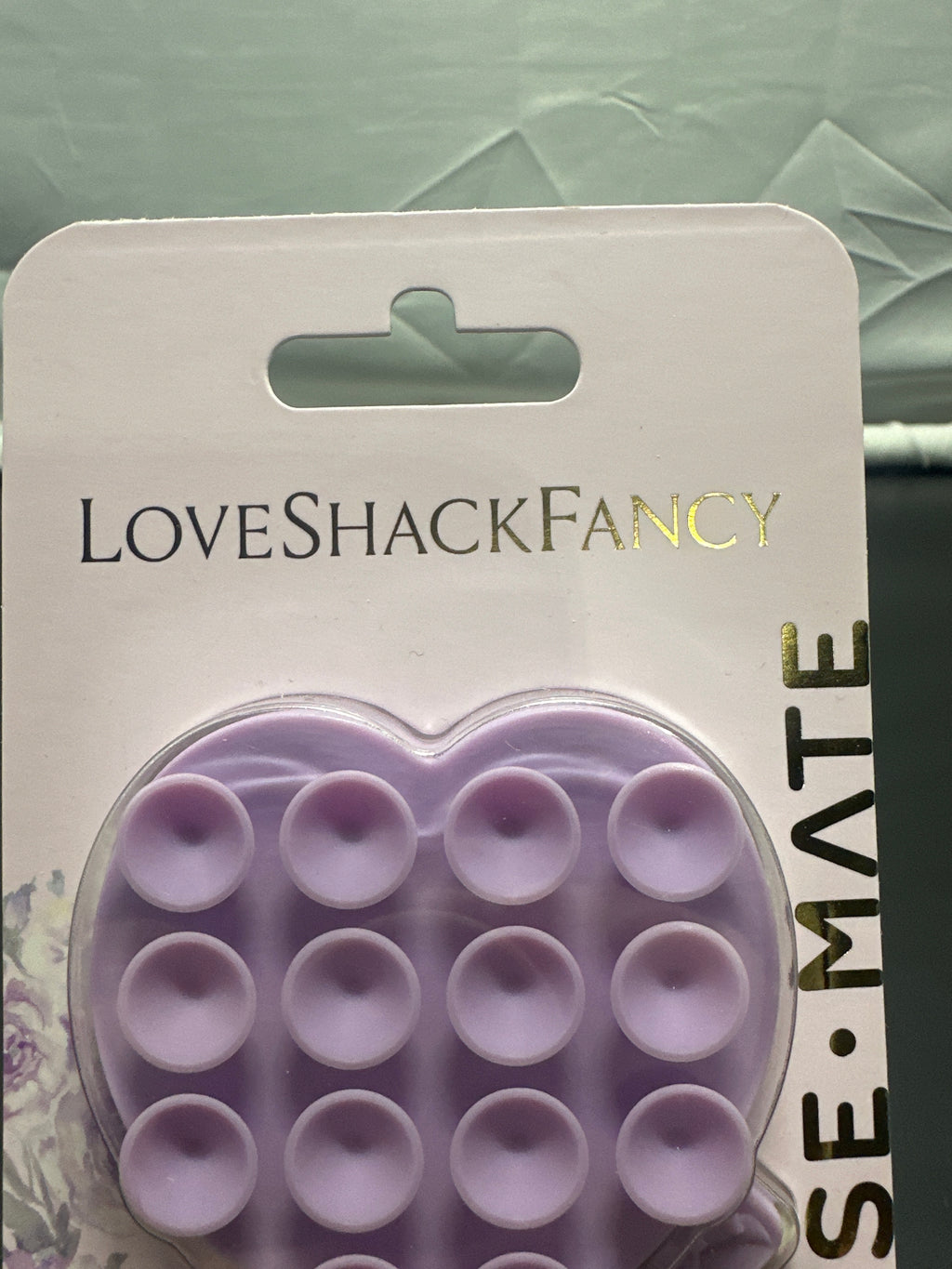 LoveShackFancy x Case-Mate lavender floral suction phone mount