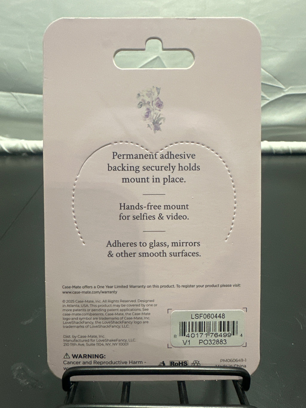 LoveShackFancy x Case-Mate lavender floral suction phone mount