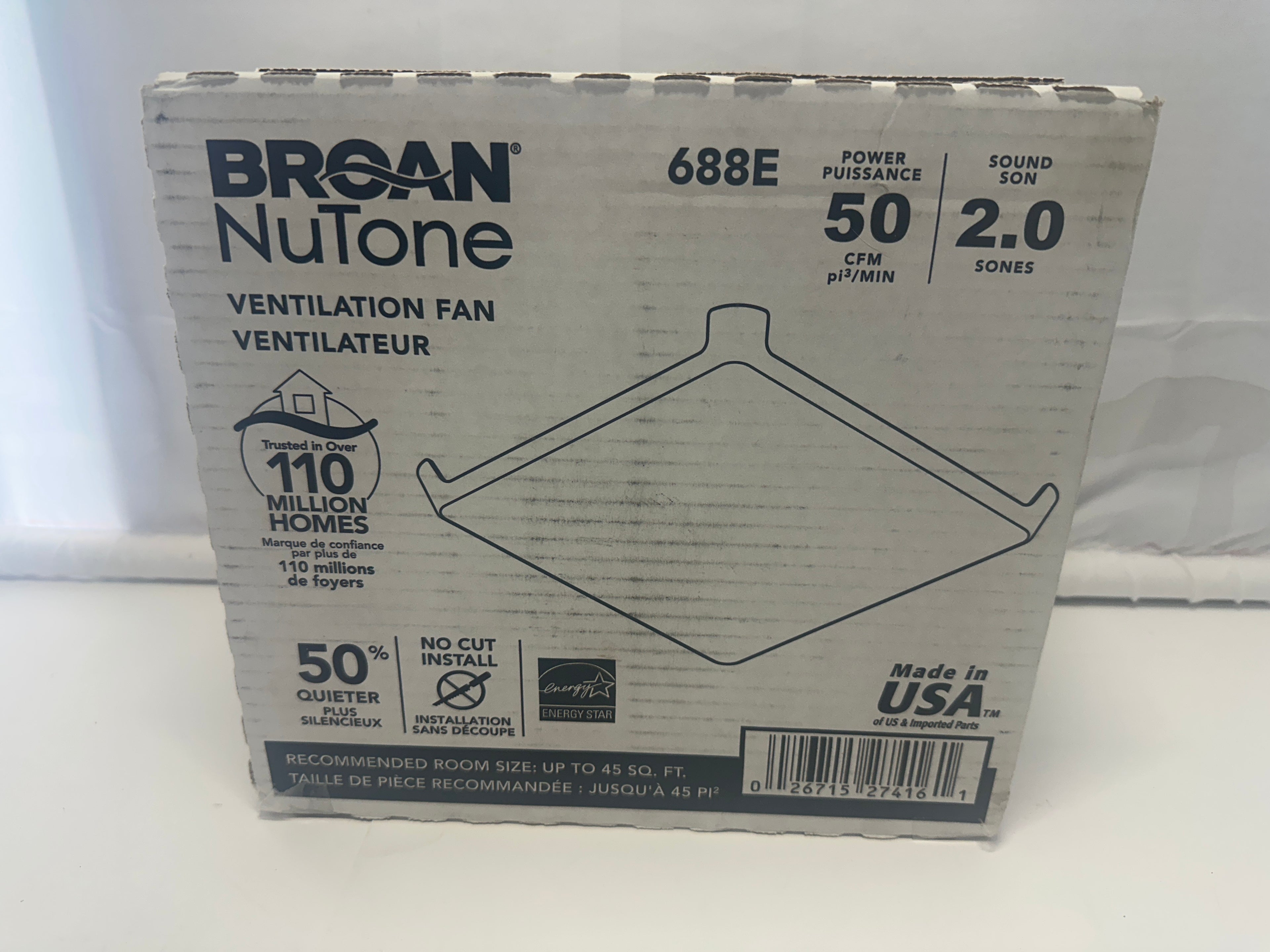 Broan-NuTone 688E Ventilation Fan – 50 CFM Bathroom Exhaust Fan