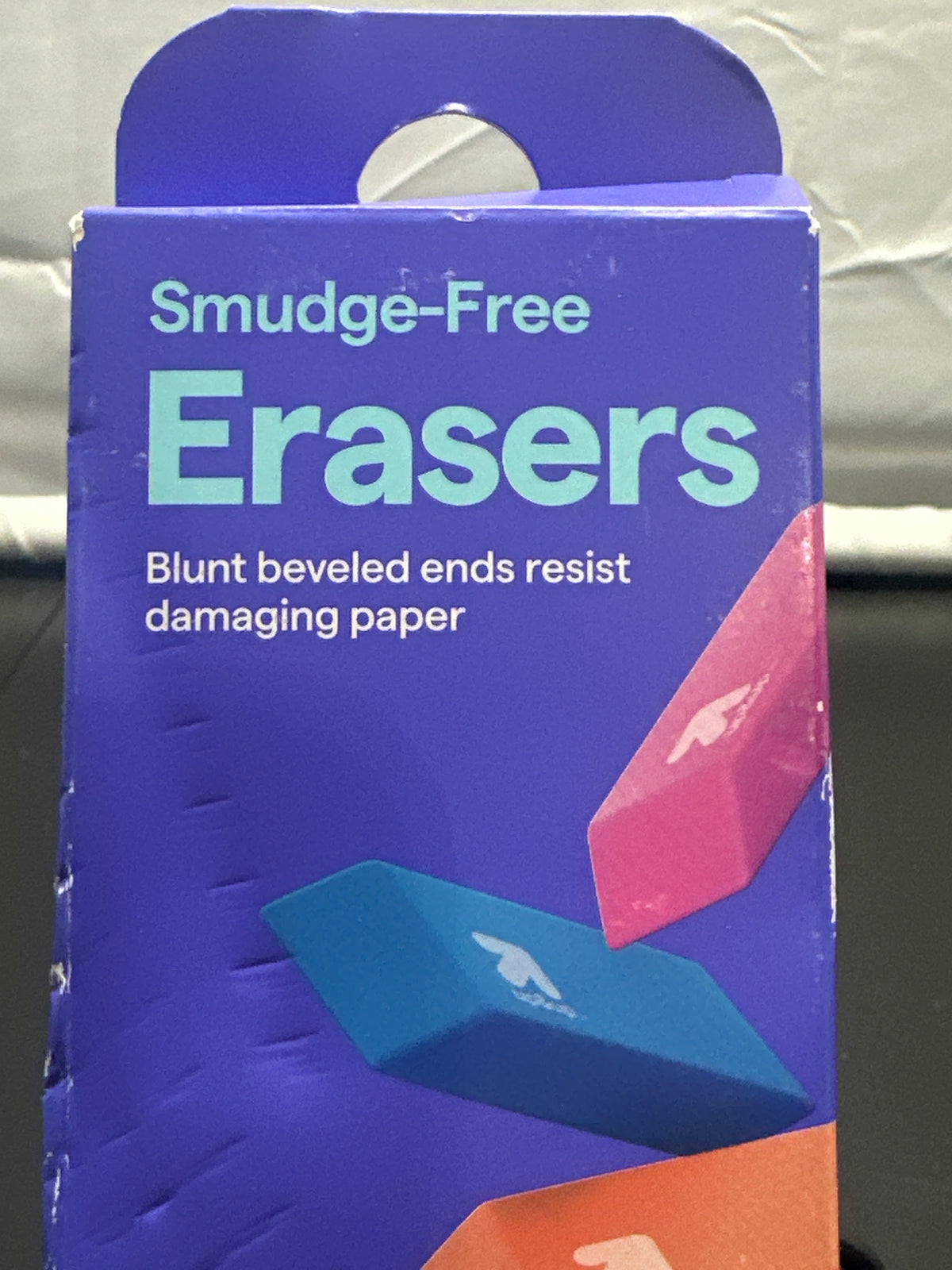 up&up 6 count smudge-free erasers package detail
