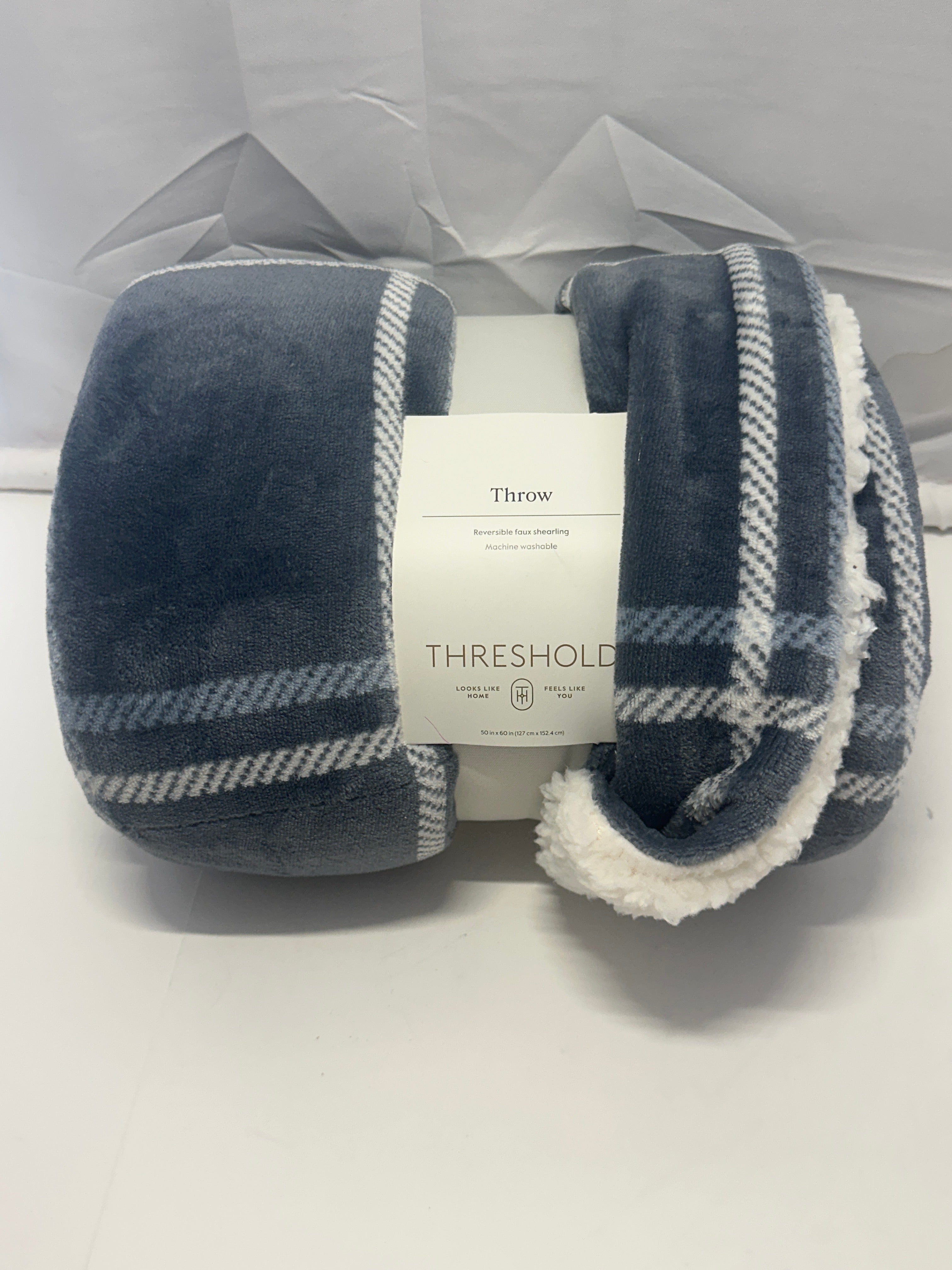 Threshold Plaid Throw Blanket – Reversible Faux Shearling
