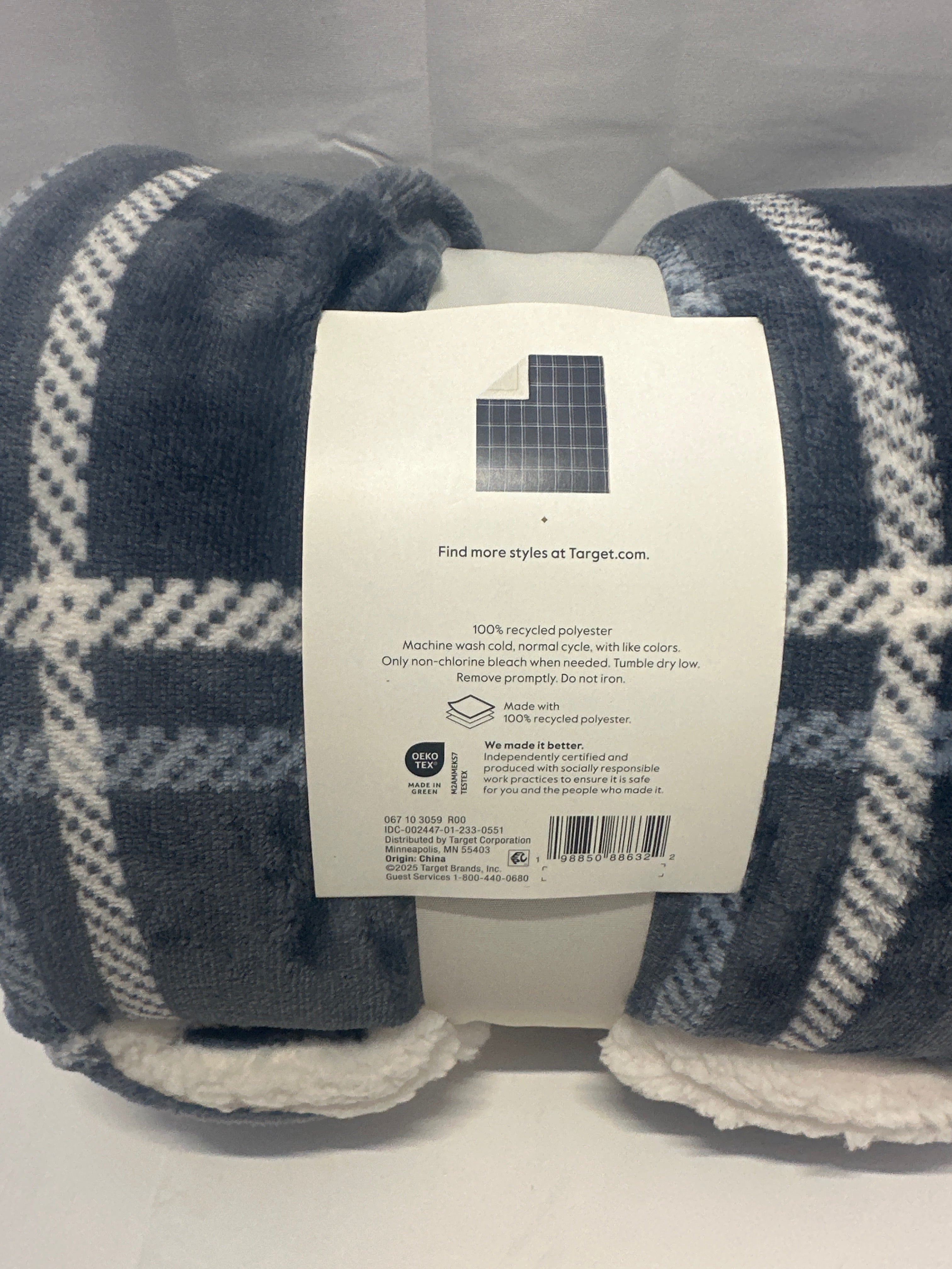 Threshold Plaid Throw Blanket – Reversible Faux Shearling