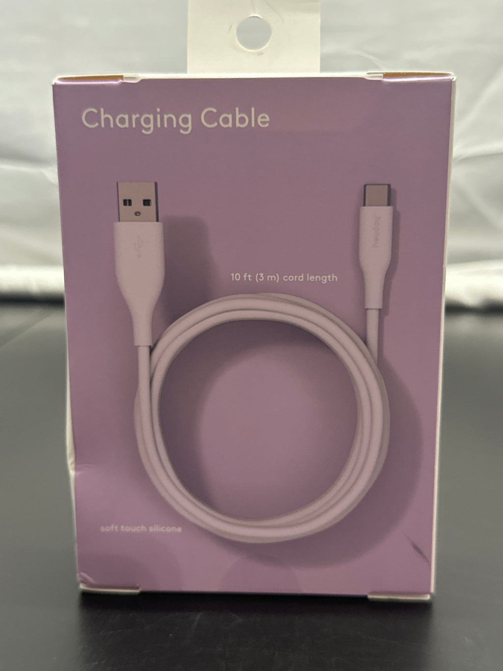 heyday Pastel Purple 10ft USB-A to USB-C silicone charging cable view 4