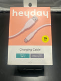 heyday Pastel Pink 10ft USB-A to USB-C silicone cable view 1