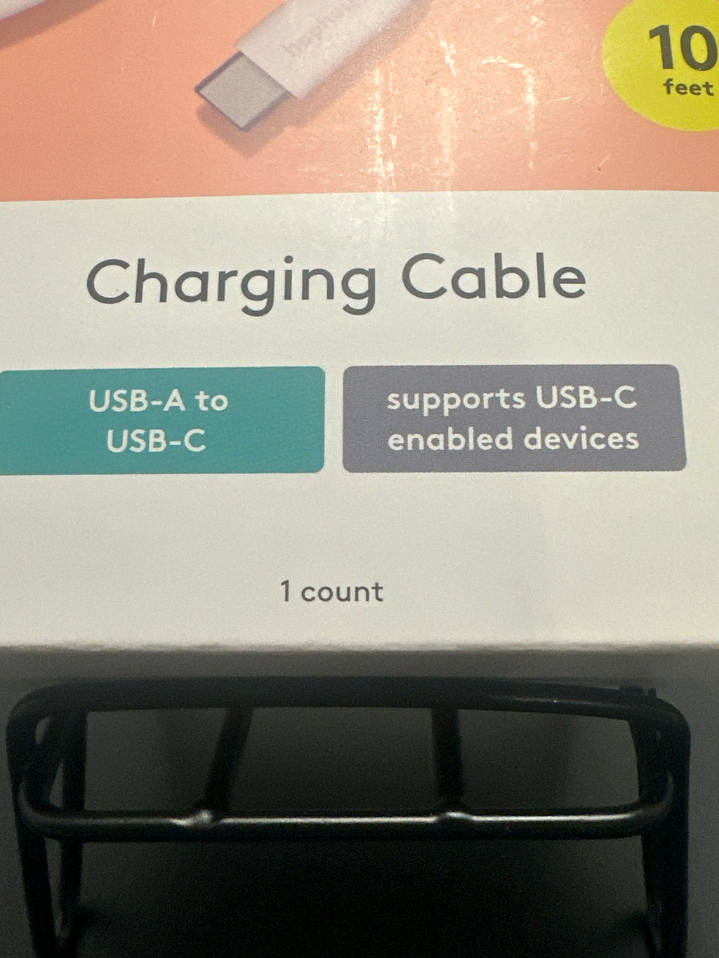 heyday Pastel Pink 10ft USB-A to USB-C silicone cable view 2