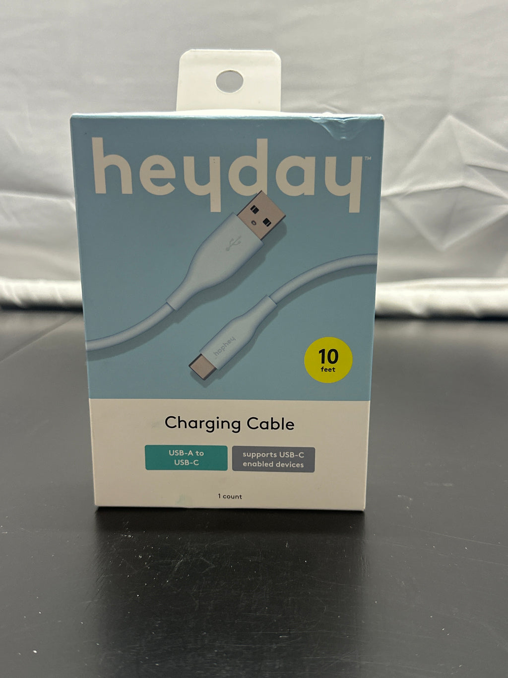 heyday Pastel Blue 10ft USB-A to USB-C silicone cable view 1