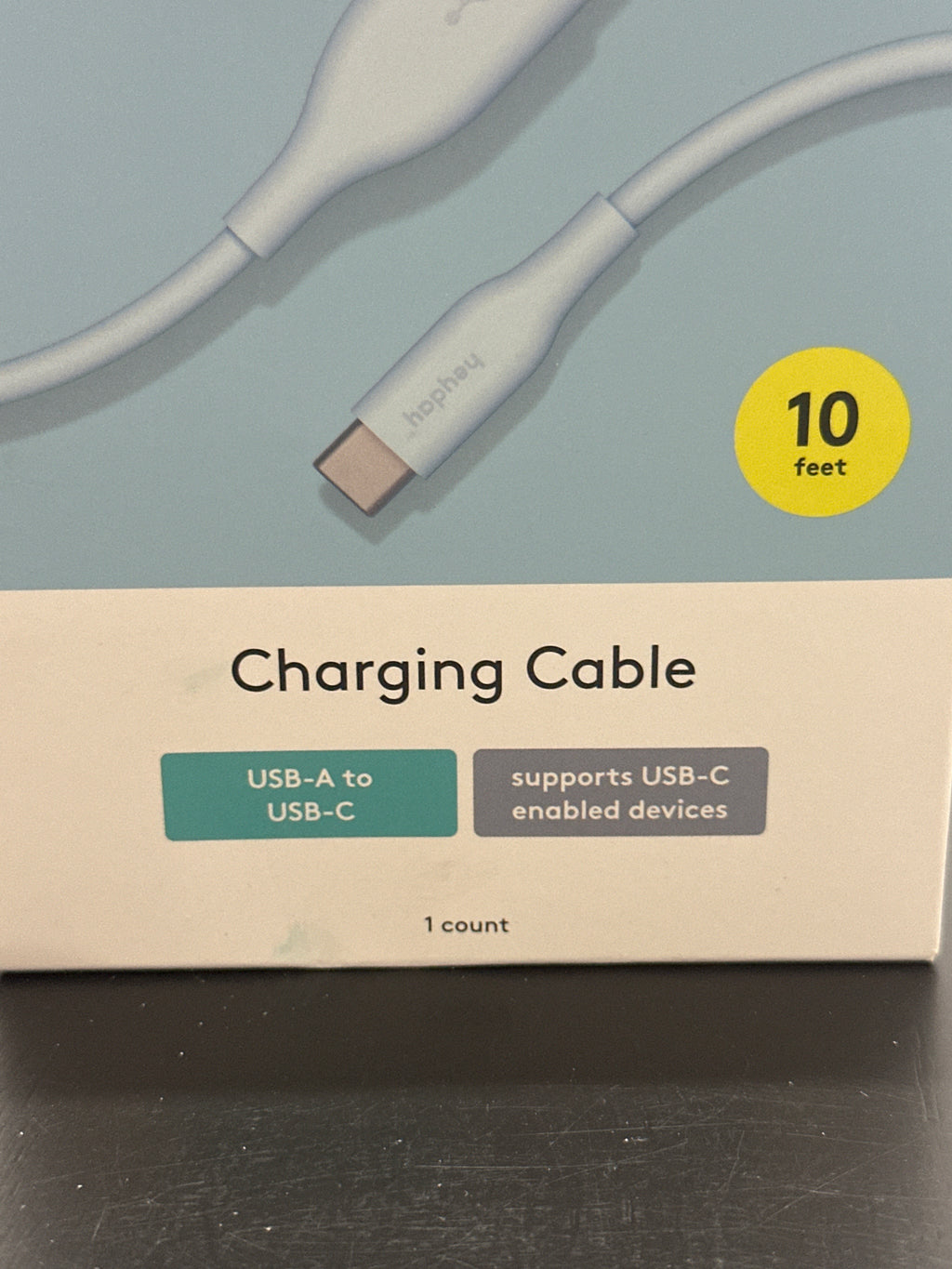 heyday Pastel Blue 10ft USB-A to USB-C silicone cable view 2