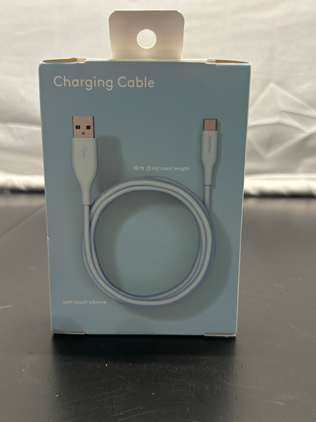 heyday Pastel Blue 10ft USB-A to USB-C silicone cable view 4
