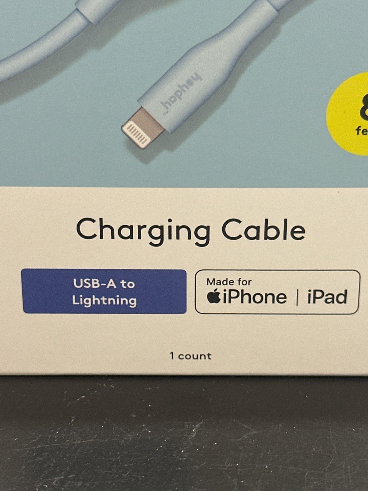 heyday Pastel Blue 8ft USB-A to Lightning Silicone Charging Cable